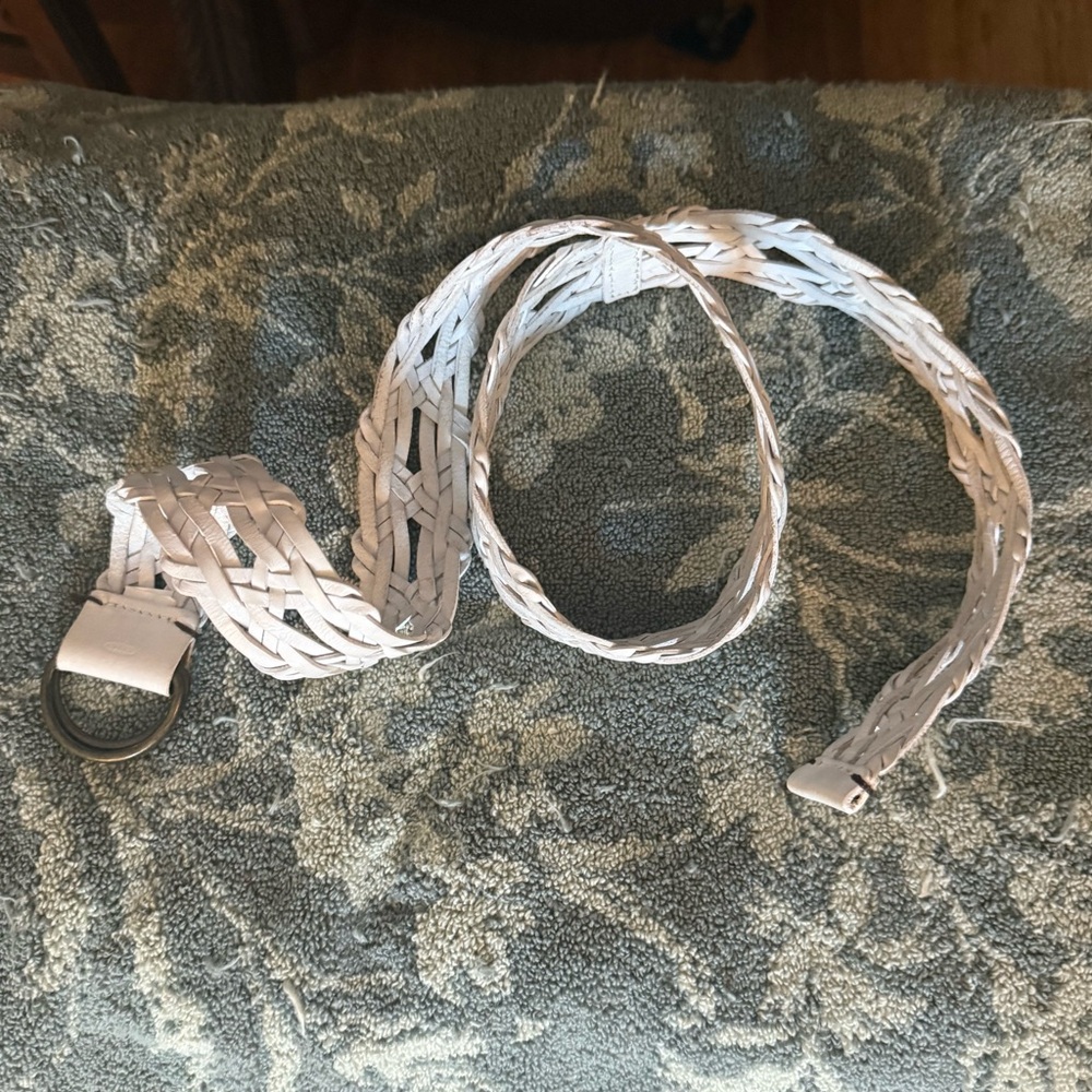 Vintage White Genuine Leather Bohemian Belt 🌿 M